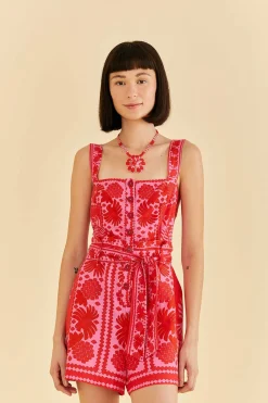  RED JUNGLE SCARF ROMPER
