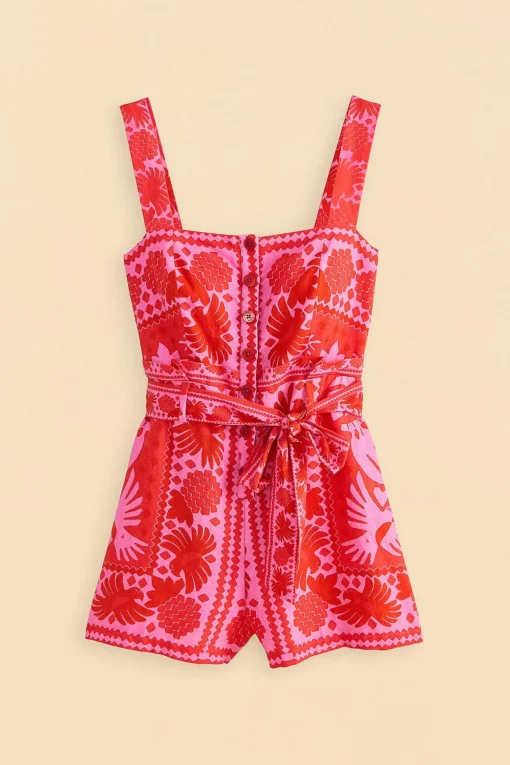  RED JUNGLE SCARF ROMPER