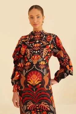  RED NATURE BEAUTY SCARF BACKLESS MIDI DRESS