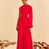  RED ONE SHOULDER MAXI DRESS