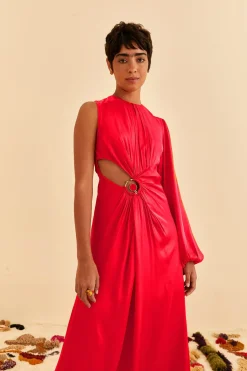  RED ONE SHOULDER MAXI DRESS