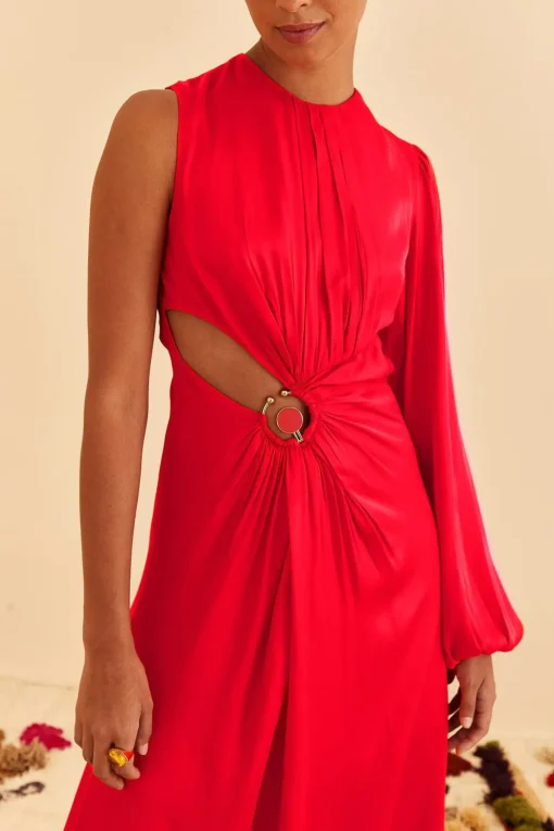  RED ONE SHOULDER MAXI DRESS