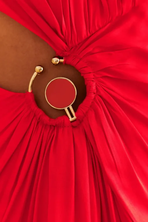  RED ONE SHOULDER MAXI DRESS