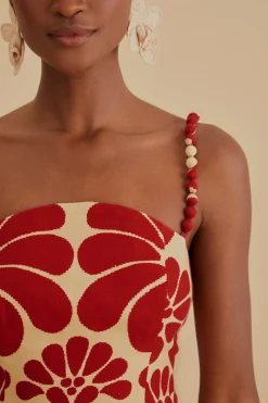  RED PALERMO SLEEVELESS MIDI DRESS