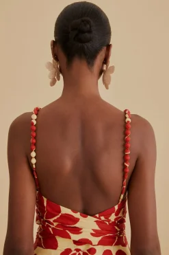  RED PALERMO SLEEVELESS MIDI DRESS