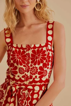  RED PALERMO SLEEVELESS ROMPER