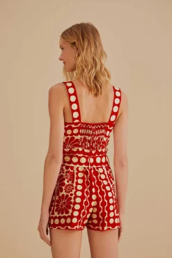  RED PALERMO SLEEVELESS ROMPER