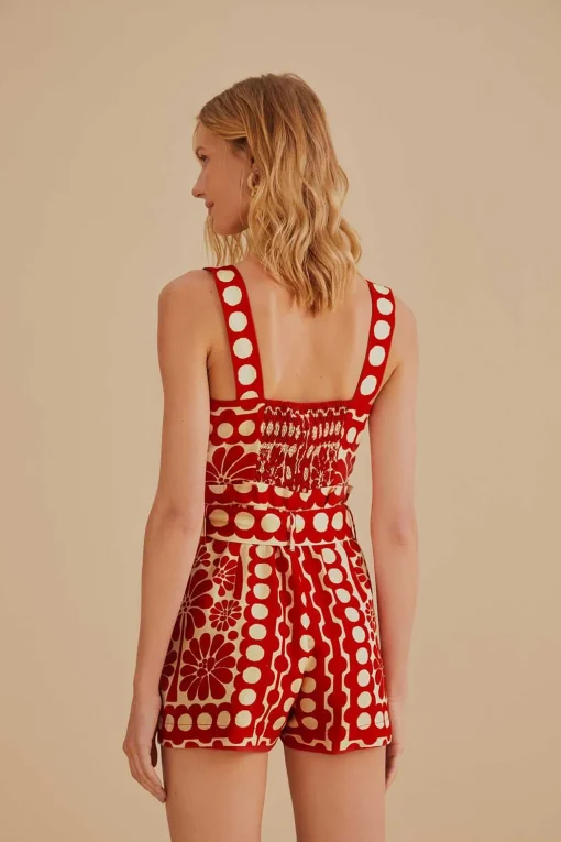  RED PALERMO SLEEVELESS ROMPER