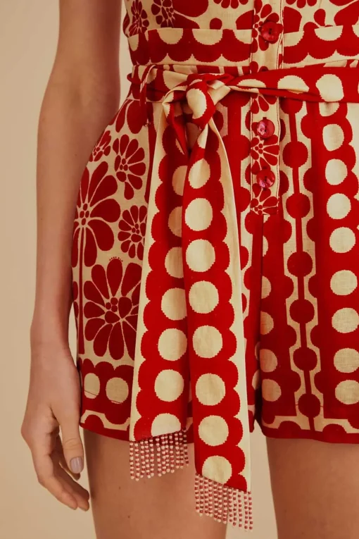  RED PALERMO SLEEVELESS ROMPER