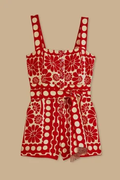  RED PALERMO SLEEVELESS ROMPER
