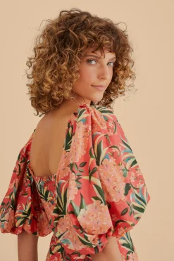  RED PINEAPPLE BLOOM CUT OUT MIDI DRESS