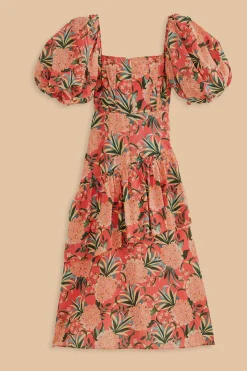  RED PINEAPPLE BLOOM CUT OUT MIDI DRESS