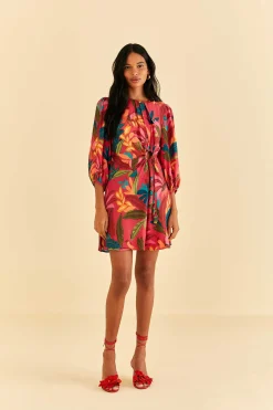  RED ROOSTER LEAVES LONG SLEEVE MINI DRESS