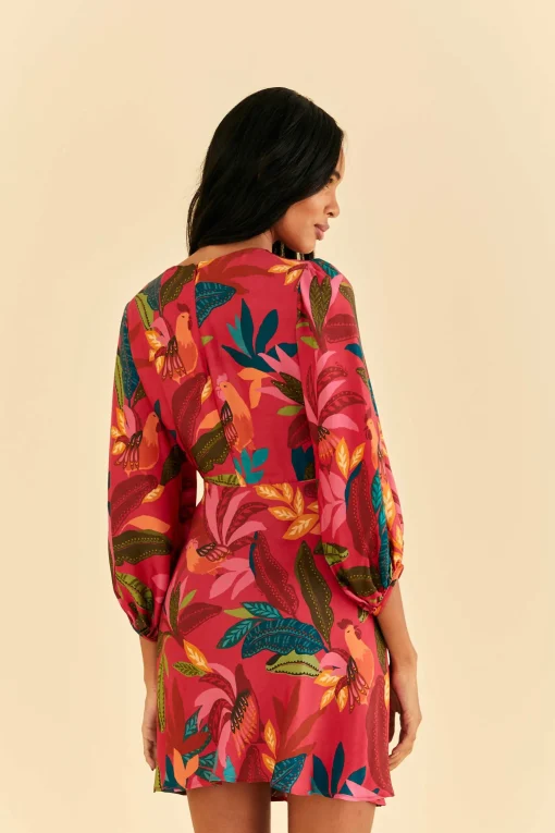  RED ROOSTER LEAVES LONG SLEEVE MINI DRESS