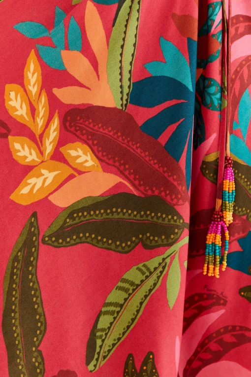  RED ROOSTER LEAVES LONG SLEEVE MINI DRESS