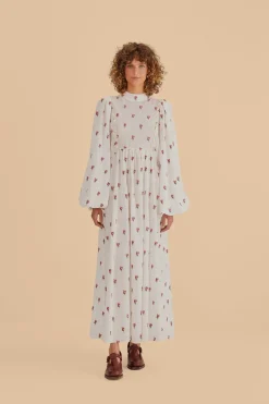  ROSE EMBROIDERED MAXI DRESS
