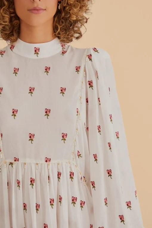  ROSE EMBROIDERED MAXI DRESS