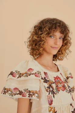  SAND LEOPARD FLOWERS BLOUSE