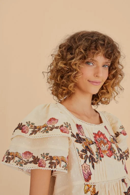 SAND LEOPARD FLOWERS BLOUSE