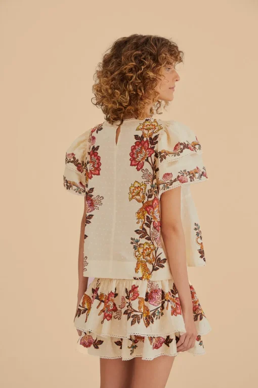  SAND LEOPARD FLOWERS BLOUSE