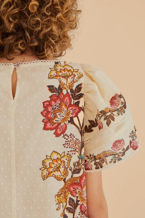  SAND LEOPARD FLOWERS BLOUSE