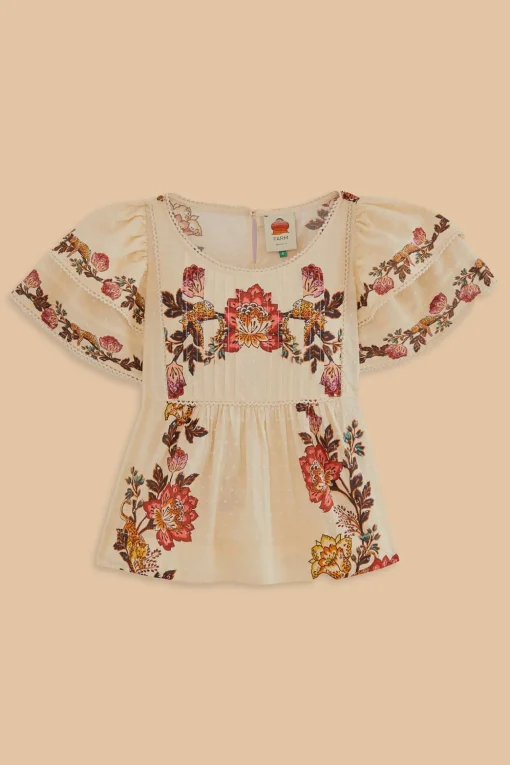  SAND LEOPARD FLOWERS BLOUSE