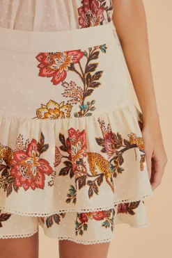  SAND LEOPARD FLOWERS MINI SKIRT
