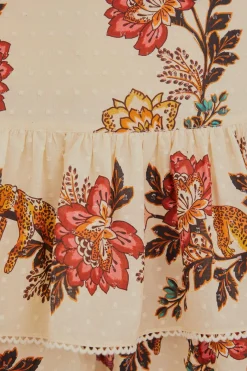  SAND LEOPARD FLOWERS MINI SKIRT