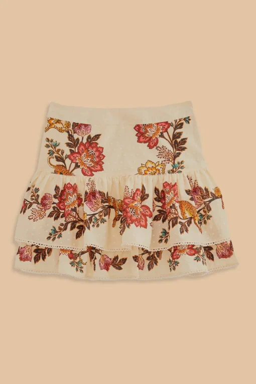  SAND LEOPARD FLOWERS MINI SKIRT