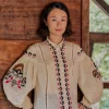  SAND PALMS PARADISE EMBROIDERED BLOUSE