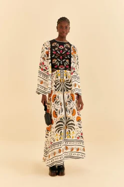 SAND PALMS PARADISE EMBROIDERED CUT OUT MIDI DRESS