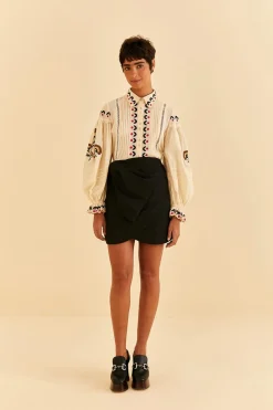  SAND PALMS PARADISE EMBROIDERED BLOUSE