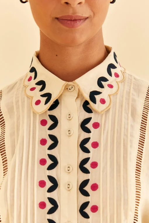  SAND PALMS PARADISE EMBROIDERED BLOUSE