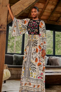  SAND PALMS PARADISE EMBROIDERED CUT OUT MIDI DRESS