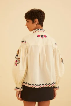  SAND PALMS PARADISE EMBROIDERED BLOUSE
