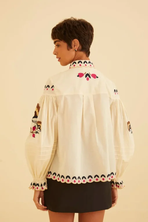  SAND PALMS PARADISE EMBROIDERED BLOUSE