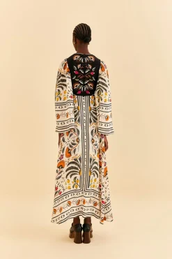  SAND PALMS PARADISE EMBROIDERED CUT OUT MIDI DRESS