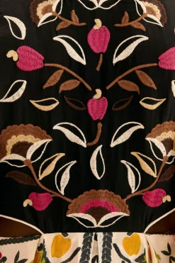  SAND PALMS PARADISE EMBROIDERED CUT OUT MIDI DRESS