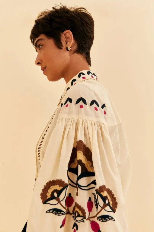  SAND PALMS PARADISE EMBROIDERED BLOUSE