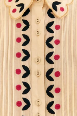  SAND PALMS PARADISE EMBROIDERED BLOUSE
