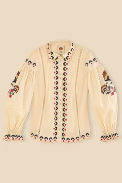  SAND PALMS PARADISE EMBROIDERED BLOUSE