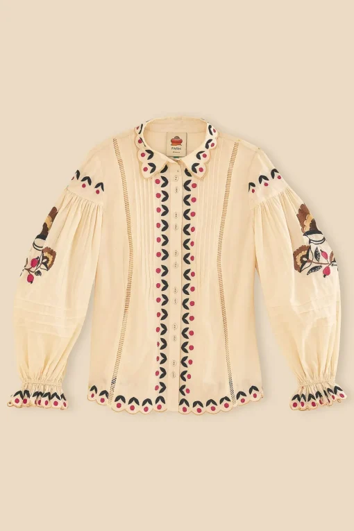 SAND PALMS PARADISE EMBROIDERED BLOUSE