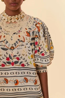  SAND PALMS PARADISE HIGH NECK BLOUSE