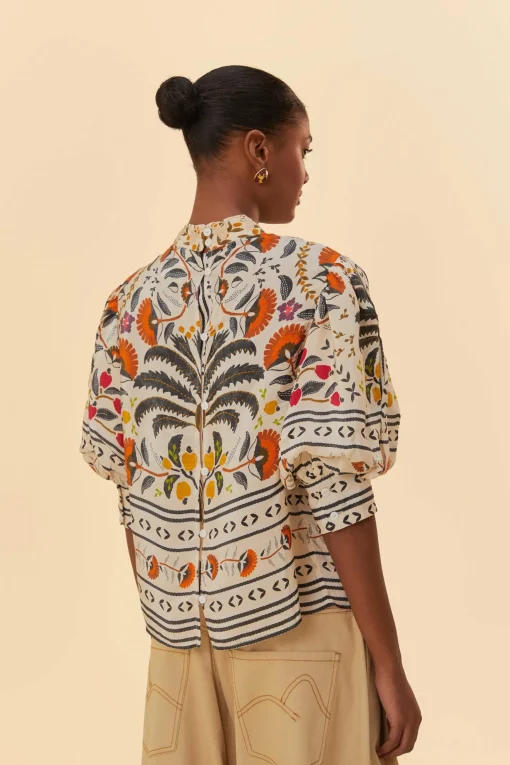  SAND PALMS PARADISE HIGH NECK BLOUSE