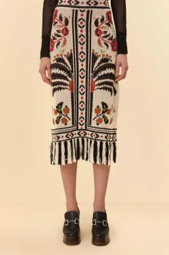  SAND PALMS PARADISE KNIT FRINGE MIDI SKIRT