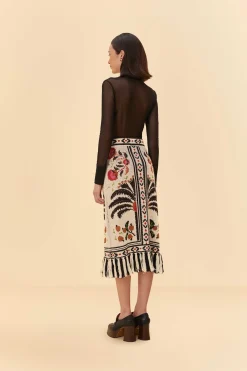  SAND PALMS PARADISE KNIT FRINGE MIDI SKIRT
