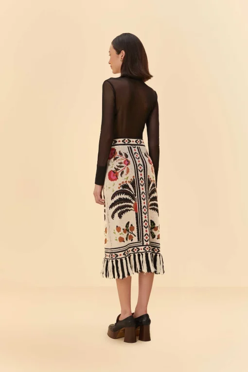  SAND PALMS PARADISE KNIT FRINGE MIDI SKIRT