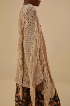  SAND STRIPES FRINGES KNIT CARDIGAN