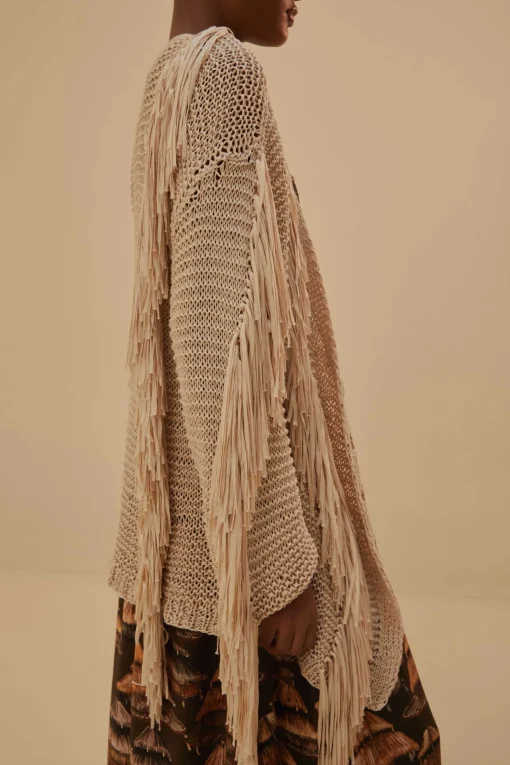  SAND STRIPES FRINGES KNIT CARDIGAN