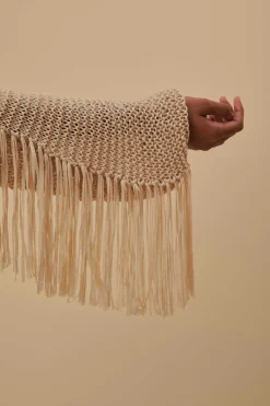  SAND STRIPES FRINGES KNIT CARDIGAN